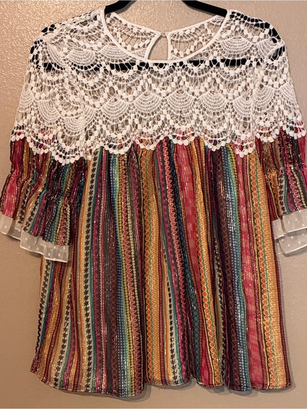 Anthropologie Mynah’s Reynu Taandon Metallic Stripe Top Size M